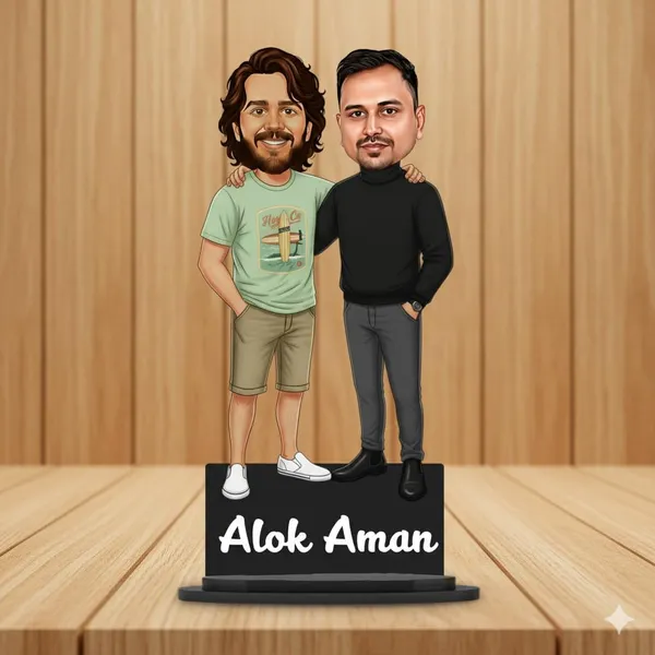Personalized_7_Inch_Couple_&_Friends_Caricature_with_Stand_for_Any_Profession_|_Custom_Photo_Cartoon_Figurine_for_Two_People_|_Double-Layer_Laminated_MDF_Wood,_Glossy_Finish_&_Acrylic_Name_|_Unique_Gift_for_Men_&_Women