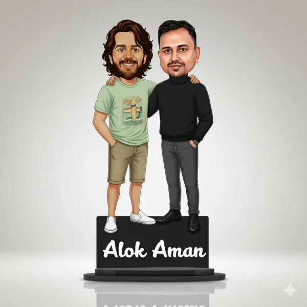 Personalized_7_Inch_Couple_&_Friends_Caricature_with_Stand_for_Any_Profession_|_Custom_Photo_Cartoon_Figurine_for_Two_People_|_Double-Layer_Laminated_MDF_Wood,_Glossy_Finish_&_Acrylic_Name_|_Unique_Gift_for_Men_&_Women