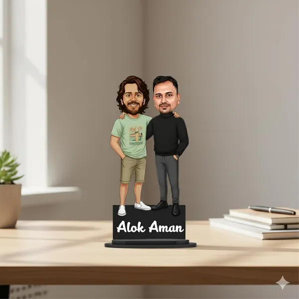 Personalized_7_Inch_Couple_&_Friends_Caricature_with_Stand_for_Any_Profession_|_Custom_Photo_Cartoon_Figurine_for_Two_People_|_Double-Layer_Laminated_MDF_Wood,_Glossy_Finish_&_Acrylic_Name_|_Unique_Gift_for_Men_&_Women