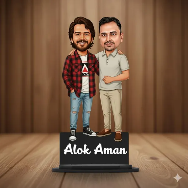 Personalized_2D_Friends_Caricature_with_Name_|_7_Inch_Custom_Couple_of_Friends_Gift_|_Double-Layer_Glossy_Laminated_MDF_with_Acrylic_Name_|_Any_Profession,_Male_&_Female