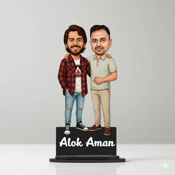 Personalized_2D_Friends_Caricature_with_Name_|_7_Inch_Custom_Couple_of_Friends_Gift_|_Double-Layer_Glossy_Laminated_MDF_with_Acrylic_Name_|_Any_Profession,_Male_&_Female
