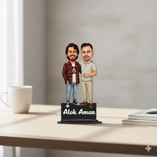 Personalized_2D_Friends_Caricature_with_Name_|_7_Inch_Custom_Couple_of_Friends_Gift_|_Double-Layer_Glossy_Laminated_MDF_with_Acrylic_Name_|_Any_Profession,_Male_&_Female