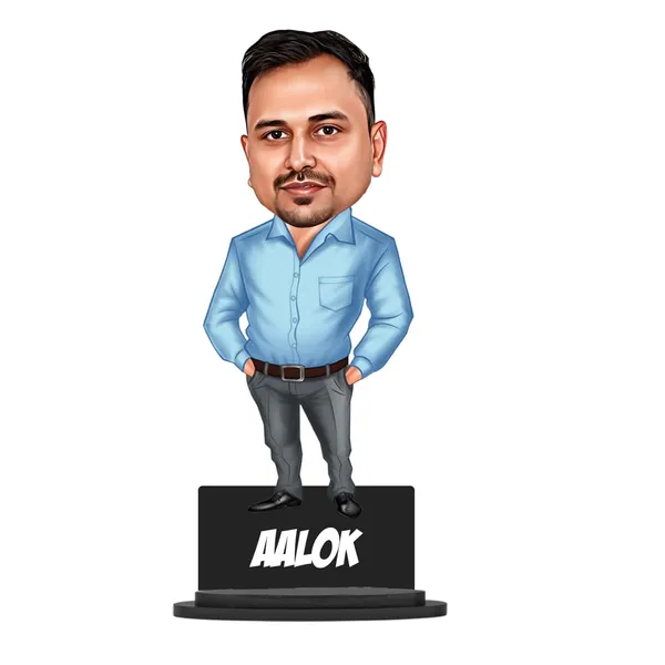 Personalized_7_Inch_Custom_Caricature_with_Stand_for_Any_Profession_|_Photo_Cartoon_Figurine_in_Casual_Shirt_&_Trousers_|_Double-Layer_Laminated_MDF_Wood_with_Glossy_Finish_&_Acrylic_Name_Letters_|_Unique_Gift_for_Men_&_Women