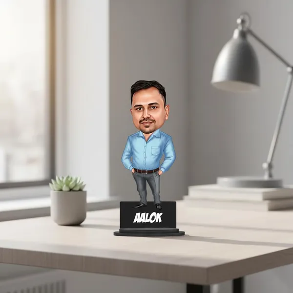 Personalized_7_Inch_Custom_Caricature_with_Stand_for_Any_Profession_|_Photo_Cartoon_Figurine_in_Casual_Shirt_&_Trousers_|_Double-Layer_Laminated_MDF_Wood_with_Glossy_Finish_&_Acrylic_Name_Letters_|_Unique_Gift_for_Men_&_Women