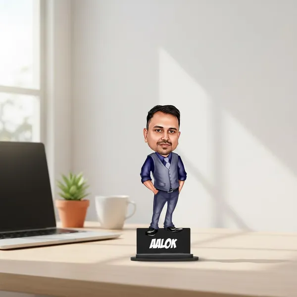 Personalized_7_Inch_3D_Caricature_Photo_Frame_with_Stand_|_Custom_Cartoon_Figurine_for_Any_Profession_|_Double-Layer_Laminated_MDF_Wood_with_Glossy_Finish_&_Acrylic_Name_Lettering_|_Unique_Gift_for_Men_&_Women