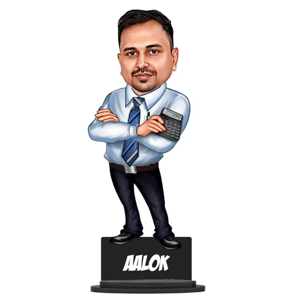 Personalized_2D_Accountant_Caricature_Gift_|_Custom_Photo_Wooden_MDF_Standee_with_Acrylic_Name,_Double-Layer_Glossy_Finish,_Gift_for_Men_&_Women