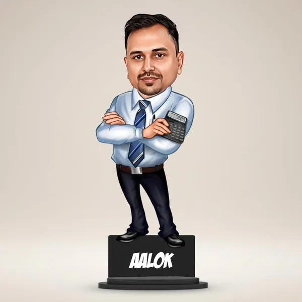 Personalized_2D_Accountant_Caricature_Gift_|_Custom_Photo_Wooden_MDF_Standee_with_Acrylic_Name,_Double-Layer_Glossy_Finish,_Gift_for_Men_&_Women