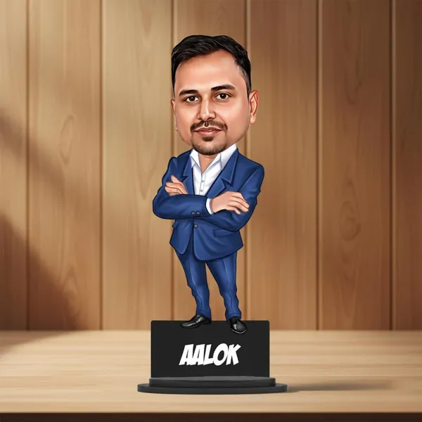 7_Inch_Personalized_3D_Caricature_with_Acrylic_Name_|_Custom_Formal_Coat_Pant_Suit_Bobblehead_for_Men_&_Women_|_Double_Layer_Laminated_MDF_with_Stand_|_Gift_for_Any_Profession