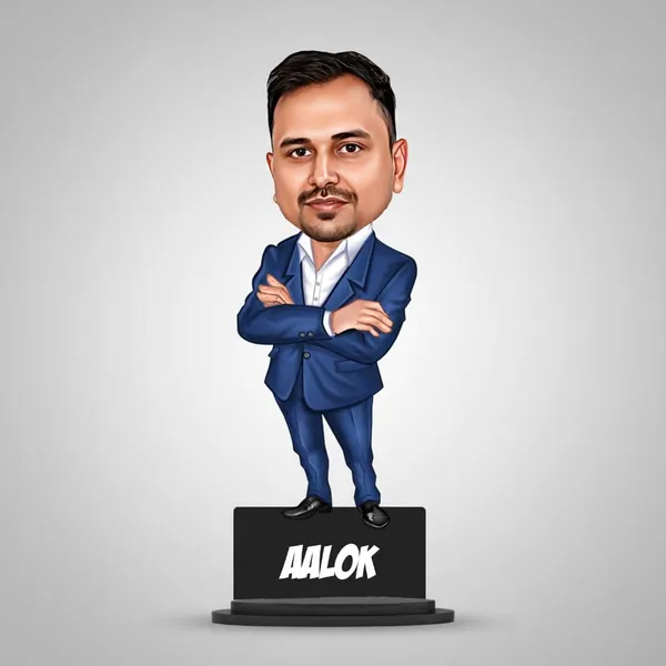 7_Inch_Personalized_3D_Caricature_with_Acrylic_Name_|_Custom_Formal_Coat_Pant_Suit_Bobblehead_for_Men_&_Women_|_Double_Layer_Laminated_MDF_with_Stand_|_Gift_for_Any_Profession