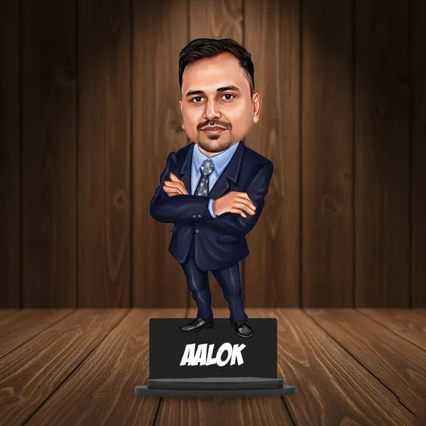7_Inch_Personalized_3D_Caricature_with_Acrylic_Name_|_Custom_Formal_Coat_Pant_Suit_Bobblehead_for_Men_&_Women_|_Double_Layer_Laminated_MDF_with_Stand_|_Gift_for_Any_Profession