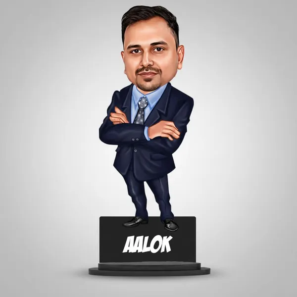7_Inch_Personalized_3D_Caricature_with_Acrylic_Name_|_Custom_Formal_Coat_Pant_Suit_Bobblehead_for_Men_&_Women_|_Double_Layer_Laminated_MDF_with_Stand_|_Gift_for_Any_Profession