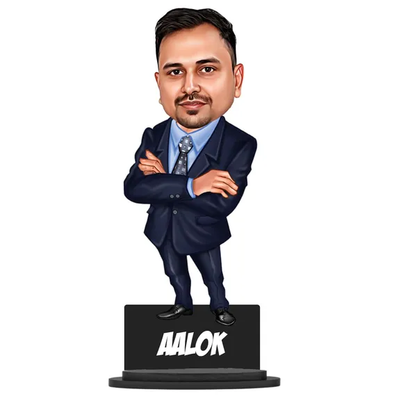 7_Inch_Personalized_3D_Caricature_with_Acrylic_Name_|_Custom_Formal_Coat_Pant_Suit_Bobblehead_for_Men_&_Women_|_Double_Layer_Laminated_MDF_with_Stand_|_Gift_for_Any_Profession