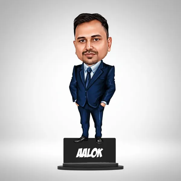 7_Inch_Personalized_3D_Caricature_with_Acrylic_Name_|_Custom_Formal_Coat_Pant_Suit_Bobblehead_for_Men_&_Women_|_Double_Layer_Laminated_MDF_with_Stand_|_Gift_for_Any_Profession