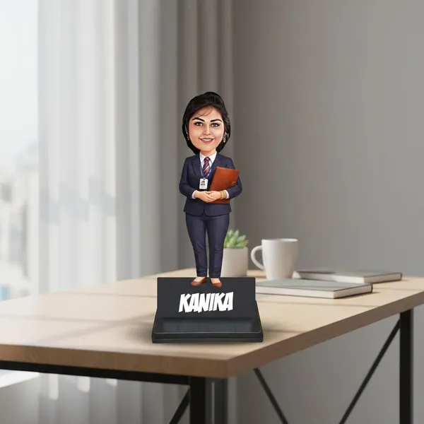 Personalized_2D_Corporate_Woman_Caricature_with_Custom_Acrylic_Name,_Double_Layer_Laminated_MDF_Wooden_Standee_Gift_for_Men_&_Women