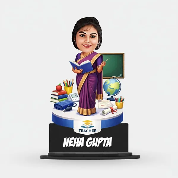Personalized_Teacher_Caricature_Stand_with_Name_|_7_Inch_Custom_Profession_Figurine_from_Photo_|_Double-Layer_Wood_with_Glossy_Laminated_MDF_Base_&_Acrylic_Name_Letters_|_Custom_Gift_for_Teachers,_Doctors,_CA,_Advocates_&_All_Professions