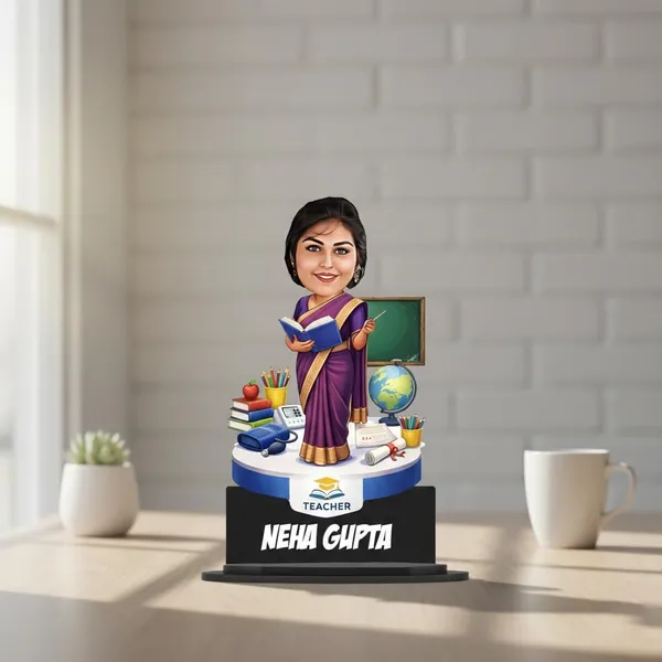 Personalized_Teacher_Caricature_Stand_with_Name_|_7_Inch_Custom_Profession_Figurine_from_Photo_|_Double-Layer_Wood_with_Glossy_Laminated_MDF_Base_&_Acrylic_Name_Letters_|_Custom_Gift_for_Teachers,_Doctors,_CA,_Advocates_&_All_Professions