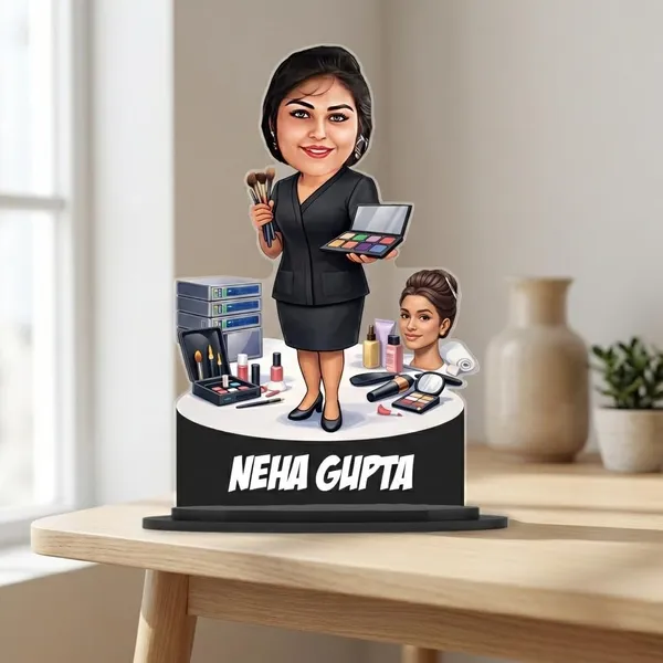 Personalized_Makeup_Artist_Caricature_with_Stand,_7_Inch_Custom_2D_Wooden_Figurine_with_Acrylic_Nameplate,_Double_Layer_Glossy_Laminated_MDF_Gift_for_Male_&_Female_Artists,_Any_Profession