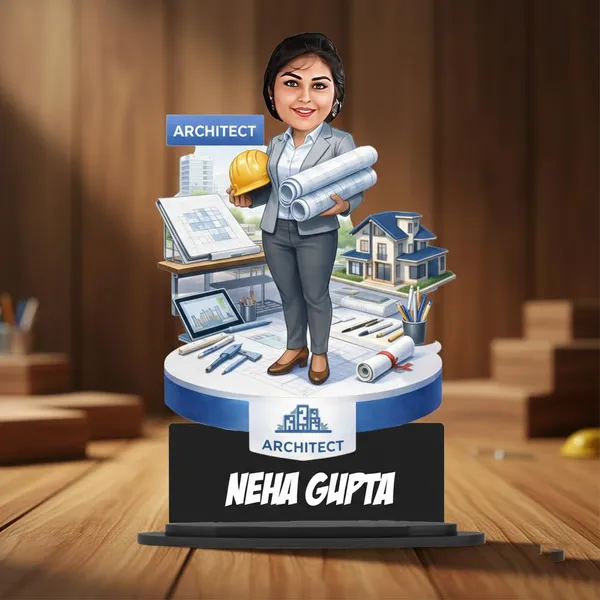 Personalized_Female_Architect_Caricature_Standee_with_Acrylic_Name_|_7_Inch_Custom_Caricature_for_Any_Profession_|_Double-Layer_Laminated_MDF_Wood,_Glossy_Finish_&_Stand_|_Unique_Gift_for_Men_&_Women