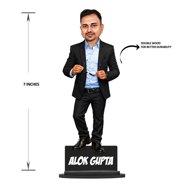 7_Inch_Personalized_3D_Caricature_with_Acrylic_Name_|_Custom_Formal_Coat_Pant_Suit_Bobblehead_for_Men_&_Women_|_Double_Layer_Laminated_MDF_with_Stand_|_Gift_for_Any_Profession