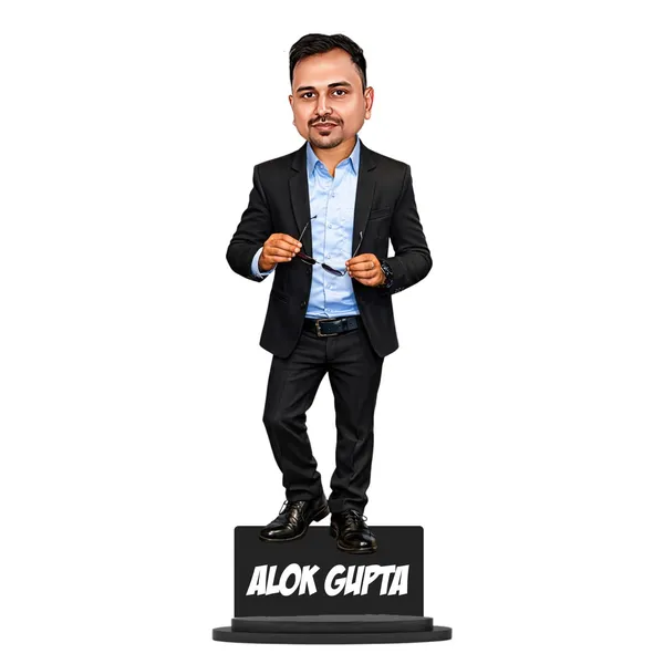 7_Inch_Personalized_3D_Caricature_with_Acrylic_Name_|_Custom_Formal_Coat_Pant_Suit_Bobblehead_for_Men_&_Women_|_Double_Layer_Laminated_MDF_with_Stand_|_Gift_for_Any_Profession