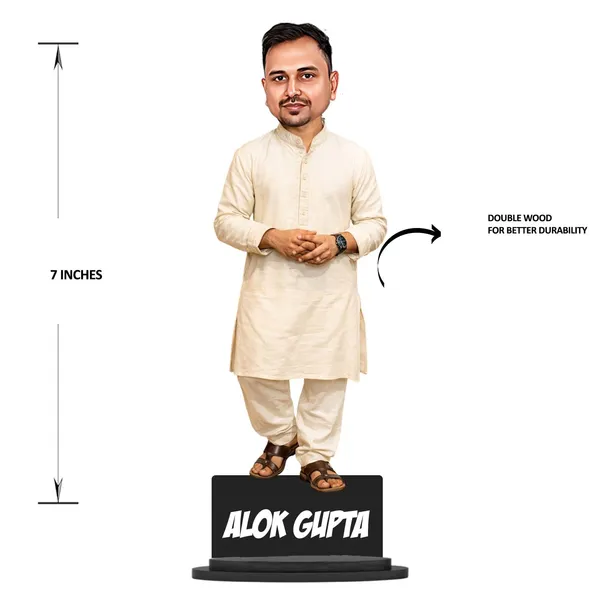 Personalized_2D_Traditional_Indian_Outfit_Caricature_with_Custom_Name_|_Custom_Photo_Gift_for_Men_&_Women_|_Double_Layer_Laminated_MDF_with_Glossy_Finish_&_Stand