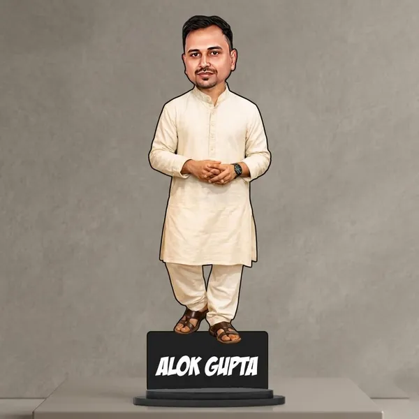 Personalized_2D_Traditional_Indian_Outfit_Caricature_with_Custom_Name_|_Custom_Photo_Gift_for_Men_&_Women_|_Double_Layer_Laminated_MDF_with_Glossy_Finish_&_Stand