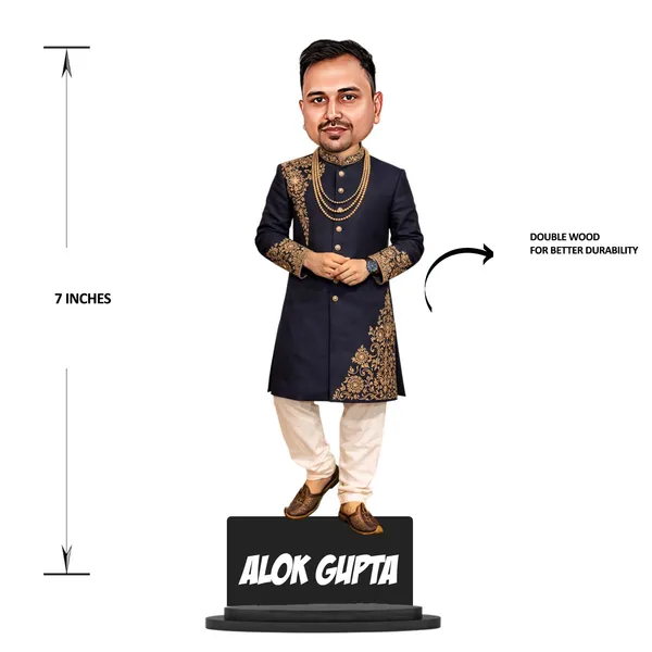 Customized_7_Inch_Male_Caricature_Stand_in_Traditional_Ethnic_Outfit_|_Personalized_3D_Photo_Gift_with_Acrylic_Name_|_Double_Layer_Laminated_MDF_with_Glossy_Finish_|_Custom_Design_for_Any_Profession_|_Gift_for_Men_&_Women