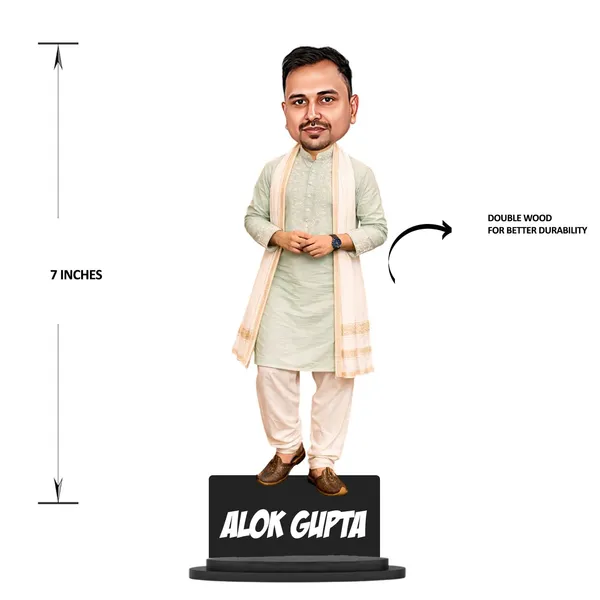 Personalized_7_Inch_Desi_Man_Caricature_Standee_in_Kurta_Pajama_&_Gamcha_|_Custom_Haryanvi_&_Indian_Traditional_Look_with_Name_|_Double_Wood_Laminated_MDF_with_Acrylic_Lettering_&_Stand_|_Unique_Gift_for_Men