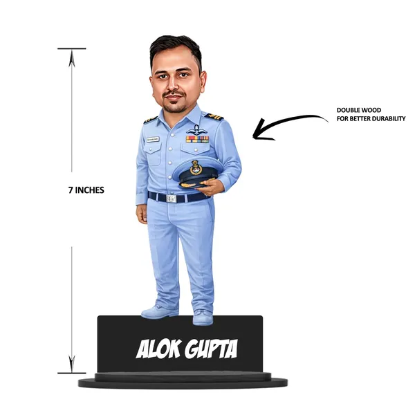 Personalized_Air_Force_Officer_Caricature_with_Acrylic_Name_|_Glossy_Double-Layer_MDF_Custom_Figurine_with_Stand_|_Unique_Gift_for_Men_&_Women_|_Custom_Profession_Caricature