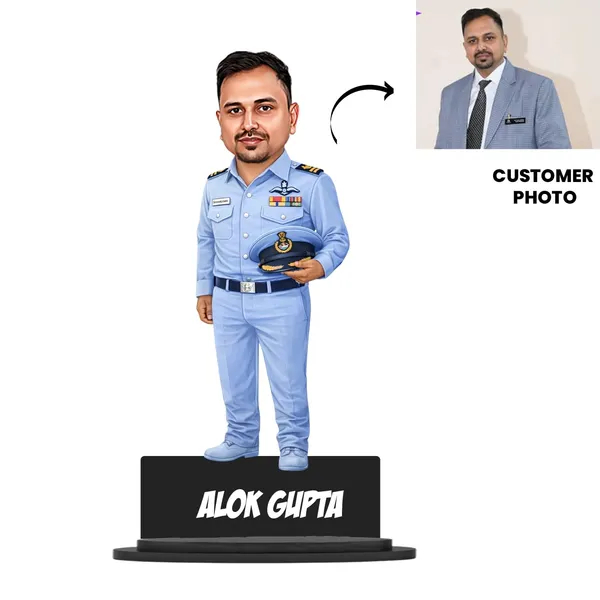 Personalized_Air_Force_Officer_Caricature_with_Acrylic_Name_|_Glossy_Double-Layer_MDF_Custom_Figurine_with_Stand_|_Unique_Gift_for_Men_&_Women_|_Custom_Profession_Caricature