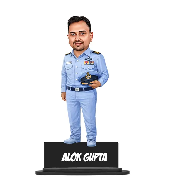 Personalized_Air_Force_Officer_Caricature_with_Acrylic_Name_|_Glossy_Double-Layer_MDF_Custom_Figurine_with_Stand_|_Unique_Gift_for_Men_&_Women_|_Custom_Profession_Caricature