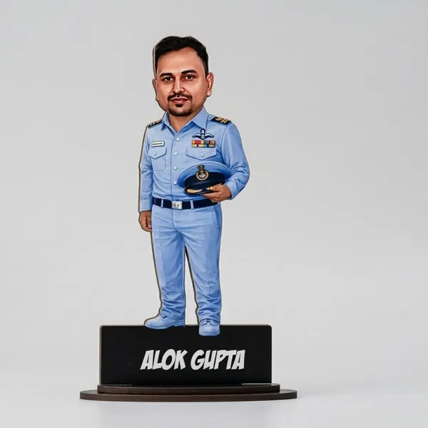 Personalized_Air_Force_Officer_Caricature_with_Acrylic_Name_|_Glossy_Double-Layer_MDF_Custom_Figurine_with_Stand_|_Unique_Gift_for_Men_&_Women_|_Custom_Profession_Caricature