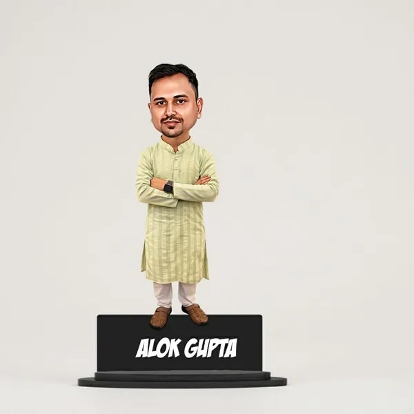 Personalized_Kurta_Pajama_Caricature_Cutout_with_Acrylic_Name_|_Glossy_Double-Layer_Laminated_MDF_with_Stand_|_Custom_Photo_Gift_for_Men_&_Women_|_Caricature_for_Any_Profession