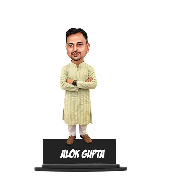 Personalized_Kurta_Pajama_Caricature_Cutout_with_Acrylic_Name_|_Glossy_Double-Layer_Laminated_MDF_with_Stand_|_Custom_Photo_Gift_for_Men_&_Women_|_Caricature_for_Any_Profession