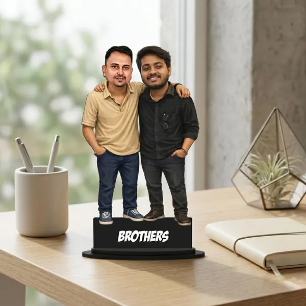 Personalized_2D_Friends_Caricature_with_Name_|_7_Inch_Custom_Couple_of_Friends_Gift_|_Double-Layer_Glossy_Laminated_MDF_with_Acrylic_Name_|_Any_Profession,_Male_&_Female