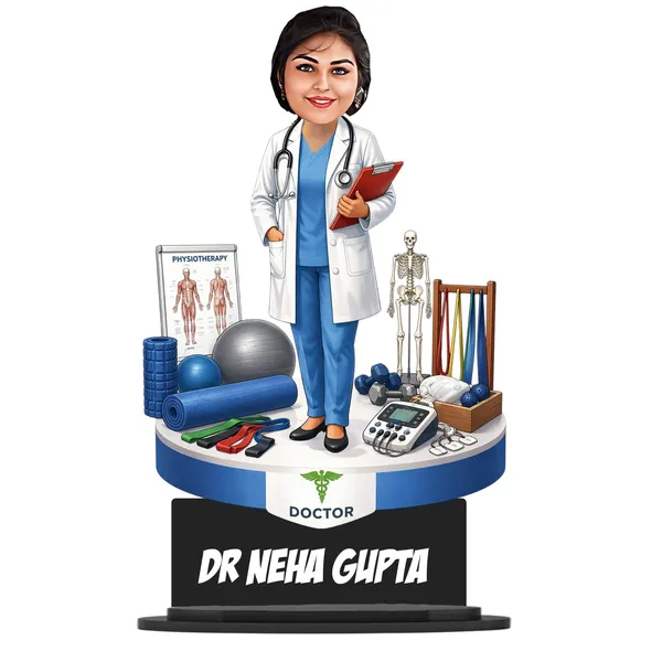 Personalized_Doctor_Caricature_Stand_with_Custom_Name_|_Physiotherapist_Gift_for_Women_&_Men_|_Double-Layer_Laminated_MDF_with_Glossy_Finish_|Custom_Advocate,_Doctor,_Teacher,_Engineer_&_Any_Profession_|_7_Inch