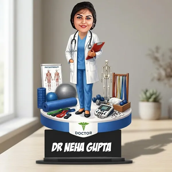 Personalized_Doctor_Caricature_Stand_with_Custom_Name_|_Physiotherapist_Gift_for_Women_&_Men_|_Double-Layer_Laminated_MDF_with_Glossy_Finish_|Custom_Advocate,_Doctor,_Teacher,_Engineer_&_Any_Profession_|_7_Inch