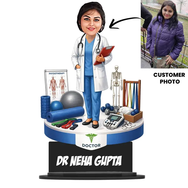 Personalized_Doctor_Caricature_Stand_with_Custom_Name_|_Physiotherapist_Gift_for_Women_&_Men_|_Double-Layer_Laminated_MDF_with_Glossy_Finish_|Custom_Advocate,_Doctor,_Teacher,_Engineer_&_Any_Profession_|_7_Inch