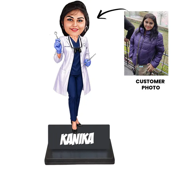Personalized_Dentist_Caricature_with_Custom_Acrylic_Name_|_7_Inch_3D_Wooden_Doctor_Figurine_with_Stand_|_Customized_Profession_Gift_for_Men_&_Women