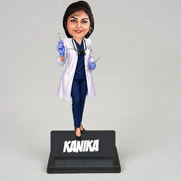 Personalized_Dentist_Caricature_with_Custom_Acrylic_Name_|_7_Inch_3D_Wooden_Doctor_Figurine_with_Stand_|_Customized_Profession_Gift_for_Men_&_Women