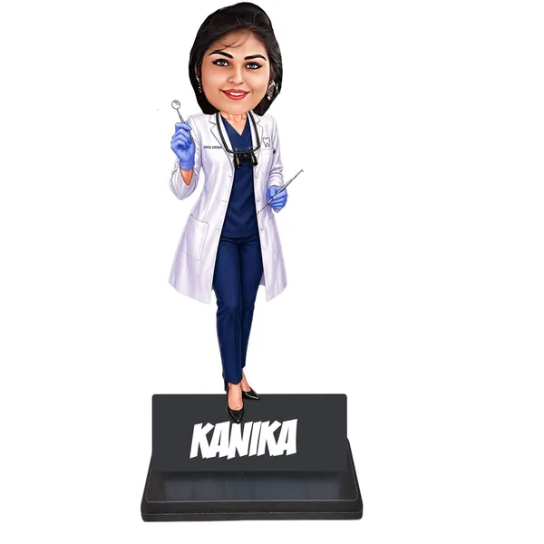 Personalized_Dentist_Caricature_with_Custom_Acrylic_Name_|_7_Inch_3D_Wooden_Doctor_Figurine_with_Stand_|_Customized_Profession_Gift_for_Men_&_Women