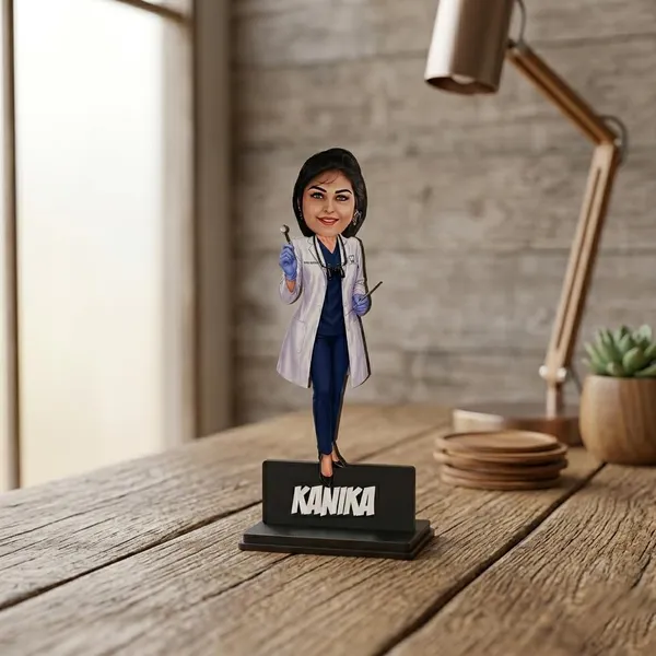 Personalized_Dentist_Caricature_with_Custom_Acrylic_Name_|_7_Inch_3D_Wooden_Doctor_Figurine_with_Stand_|_Customized_Profession_Gift_for_Men_&_Women
