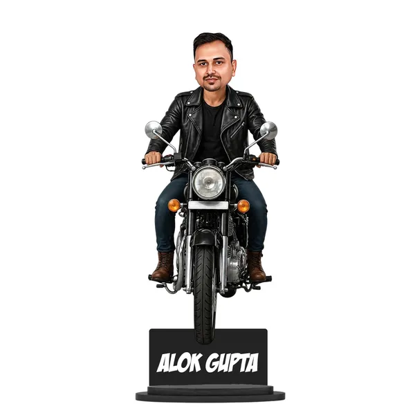 Personalized_Bike_Rider_Caricature_with_Stand,_7_Inch_Custom_2D_Wooden_Figurine_of_Man_or_Woman_Sitting_on_Any_Bike,_Double_Layer_Glossy_Laminated_MDF_with_Acrylic_Nameplate,_Custom_Biker_Gift