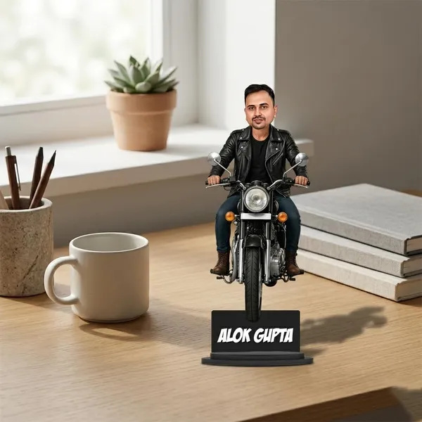Personalized_Bike_Rider_Caricature_with_Stand,_7_Inch_Custom_2D_Wooden_Figurine_of_Man_or_Woman_Sitting_on_Any_Bike,_Double_Layer_Glossy_Laminated_MDF_with_Acrylic_Nameplate,_Custom_Biker_Gift