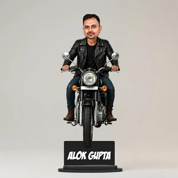 Personalized_Bike_Rider_Caricature_with_Stand,_7_Inch_Custom_2D_Wooden_Figurine_of_Man_or_Woman_Sitting_on_Any_Bike,_Double_Layer_Glossy_Laminated_MDF_with_Acrylic_Nameplate,_Custom_Biker_Gift