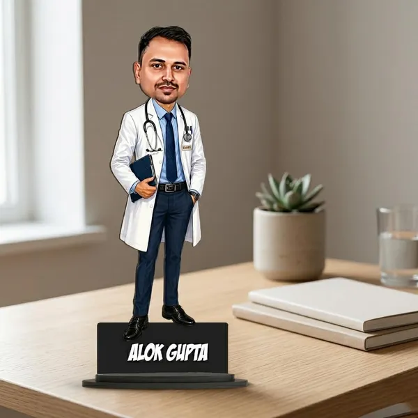 Personalized_7_Inch_Doctor_Caricature_with_Stand_for_Any_Profession_|_Custom_Photo_Cartoon_Figurine_with_Acrylic_Name_Letters_|_Double-Layer_Laminated_MDF_Wood_with_Glossy_Finish_|_Unique_Gift_for_Men_&_Women,_Doctors_&_Professionals
