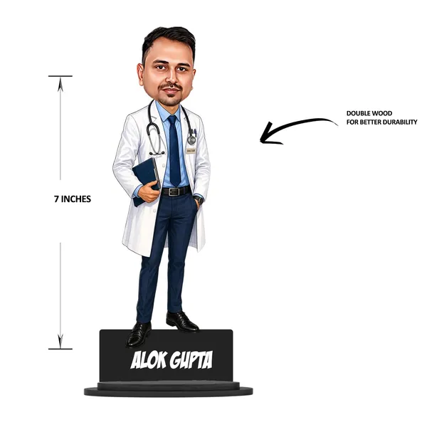 Personalized_7_Inch_Doctor_Caricature_with_Stand_for_Any_Profession_|_Custom_Photo_Cartoon_Figurine_with_Acrylic_Name_Letters_|_Double-Layer_Laminated_MDF_Wood_with_Glossy_Finish_|_Unique_Gift_for_Men_&_Women,_Doctors_&_Professionals