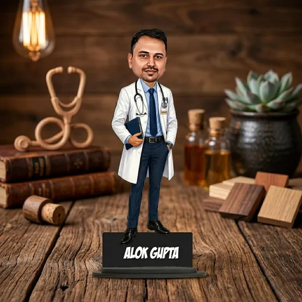 Personalized_7_Inch_Doctor_Caricature_with_Stand_for_Any_Profession_|_Custom_Photo_Cartoon_Figurine_with_Acrylic_Name_Letters_|_Double-Layer_Laminated_MDF_Wood_with_Glossy_Finish_|_Unique_Gift_for_Men_&_Women,_Doctors_&_Professionals