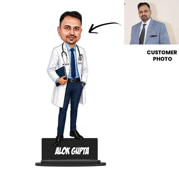 Personalized_7_Inch_Doctor_Caricature_with_Stand_for_Any_Profession_|_Custom_Photo_Cartoon_Figurine_with_Acrylic_Name_Letters_|_Double-Layer_Laminated_MDF_Wood_with_Glossy_Finish_|_Unique_Gift_for_Men_&_Women,_Doctors_&_Professionals