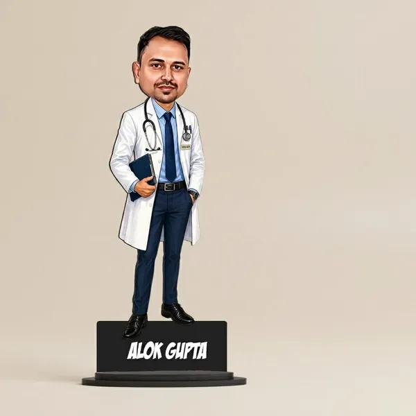 Personalized_7_Inch_Doctor_Caricature_with_Stand_for_Any_Profession_|_Custom_Photo_Cartoon_Figurine_with_Acrylic_Name_Letters_|_Double-Layer_Laminated_MDF_Wood_with_Glossy_Finish_|_Unique_Gift_for_Men_&_Women,_Doctors_&_Professionals